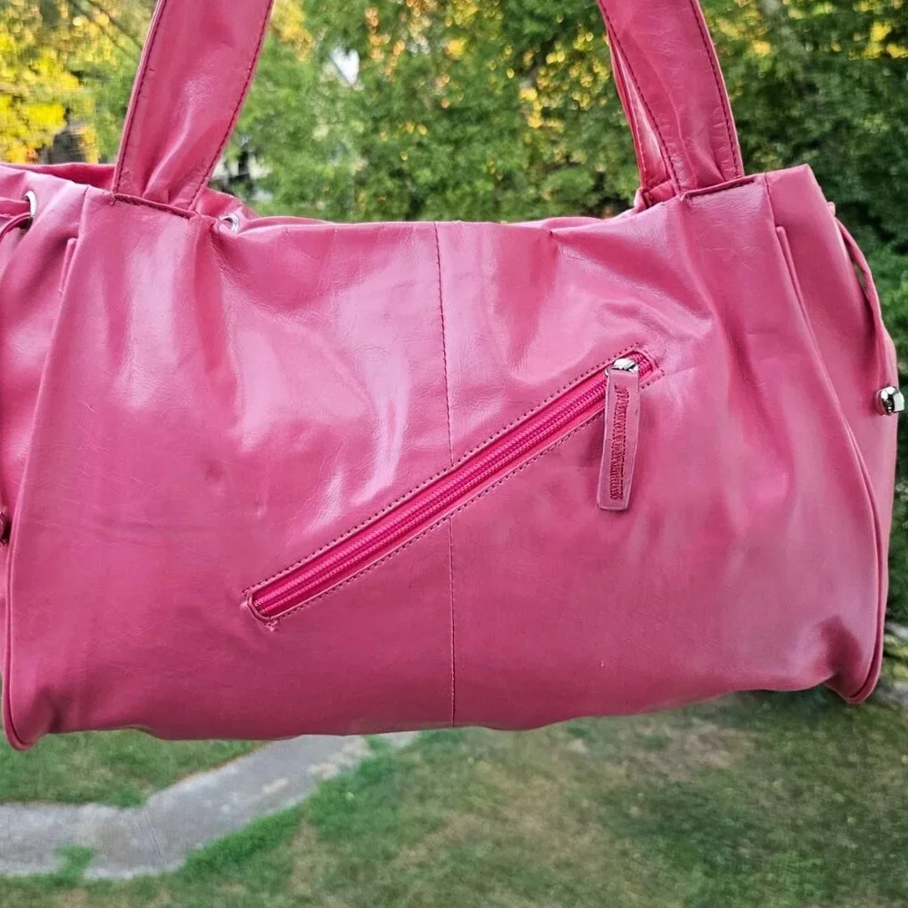 Women Fashion Shoulder Bag Purse Pink Faux Vegan Leather Bag Handbag - Picture 10 of 13